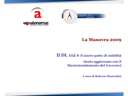 La Manovra 2009. il patto di stabilit&agrave;. Calcolo