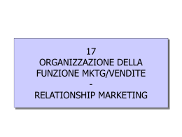 Organizzazione delle funzioni marketing/vendite e