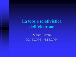 La teoria relativistica dell`elettrone