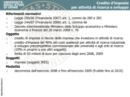 credito d`imposta - Universit&agrave; degli Studi di Udine