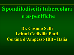 Spondilodisciti tubercolari e aspecifiche.