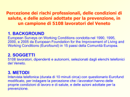 Percezione dei rischi professionali, delle condizioni di salute, e delle