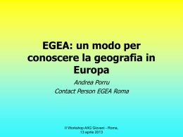 Andrea Porru, EGEA, un modo di conoscere la geografia in europa