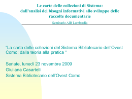La carta delle collezioni del Sistema Bibliotecario dell`Ovest Como
