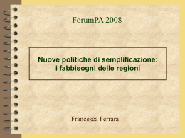 Nuove politiche di semplificazione: i fabbisogni delle regioni