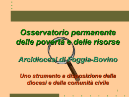 Osservatorio permanente delle povert&agrave; e delle risorse Arcidiocesi di