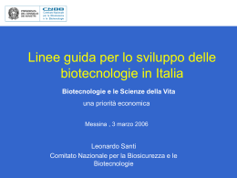 Linee Guida per lo sviluppo delle biotecnologie in Italia