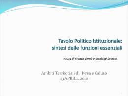 Tavolo Politico Istituzionale: sintesi delle funzioni essenziali