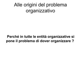 Alle origini del problema organizzativo