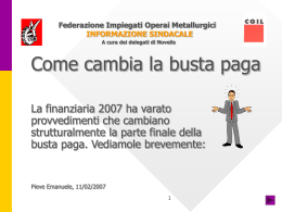 Finanziaria 2006 e aggiornamento busta paga.