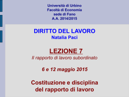 Slides 8 LEZIONE 7 - Università di Urbino