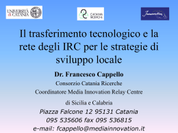 Il trasferimento tecnologico e la rete degli IRC per le strategie di