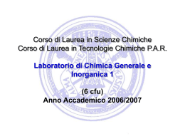 Corso di Laurea in Scienze Chimiche Corso di Laurea in Tecnologie