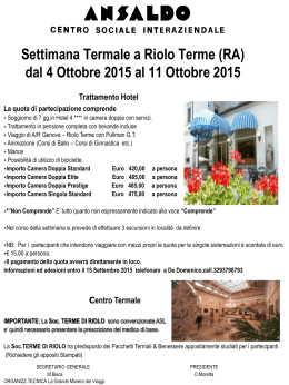 Settimana Termale a Riolo Terme (RA) dal 4 Ottobre