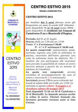 manifesto centro estivo 2015 - Comune di Monticelli d`Ongina