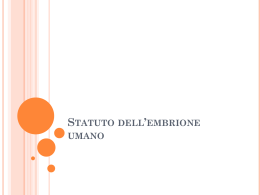 lo statuto dell`embrione