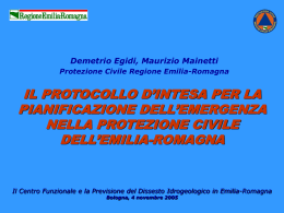Il protocollo d`intesa per la pianificazione dell`emergenza