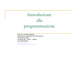 Introduzione alla programmazione - Master in Informatica del Testo