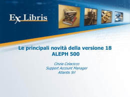 Novit&agrave; versione 18 ALEPH