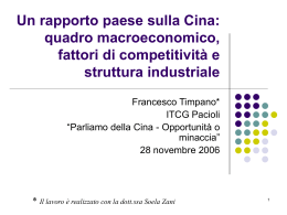 Un rapporto paese sulla Cina - Istituto Tecnico Pacioli di Crema