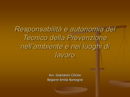 Responsabilità e autonomia del Tecnico della Prevenzione nell