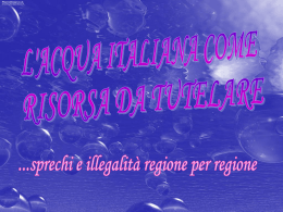 L`ACQUA ITALIANA COME RISORSA DA TUTELARE(2)