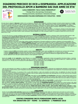 Diagnosi precoce di DCD e Disprassia