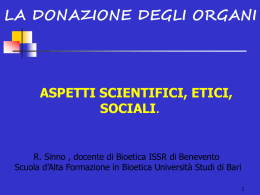 la donazione degli organi - Pagina di Benvenuto