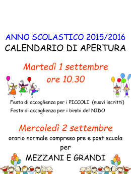 ANNO SCOLASTICO 2015/2016 - Scuola Materna Giovanni XXIII
