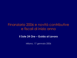 Finanziaria 2006 e novità contributive e fiscali di inizio anno