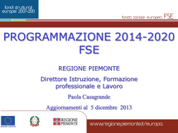 NUOVA PROGRAMMAZIONE dicembre 2013