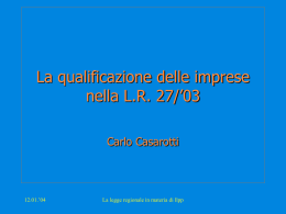 La relazione alla L.R. 27/`03 e il nuovo articolo 117 Cost.