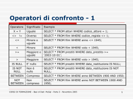 Operatori e funzioni SQL