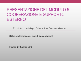 Modulo 5 Cooperazione e supporto esterno