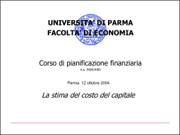 Lezione Costo del capitale - Università degli Studi di Parma