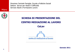 Scheda presentazione Celav Sindaco gennaio