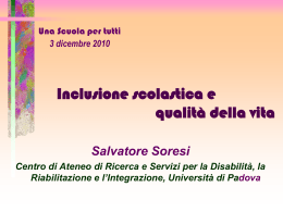 Inclusione scolastica e qualit&agrave; della vita