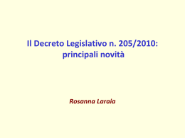 Il Decreto Legislativo n. 205/2010: principali novit&agrave;