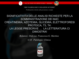 significativita`delle analisi richieste per