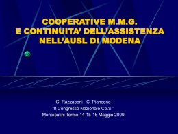 Cooperative MMG e continuit&agrave; dell`assistenza nell`AUSL di Modena