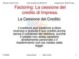Factoring - Dipartimento di Sociologia
