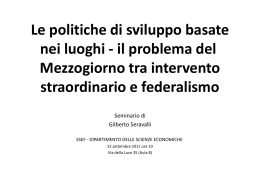 Le politiche di sviluppo basate nei luoghi