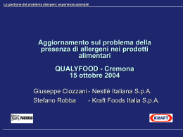 La gestione del problema allergeni: esperienze aziendali