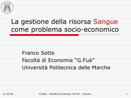 La gestione della risorsa Sangue come problema socio