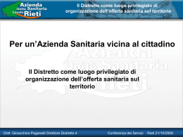 Il Distretto come luogo privilegiato di