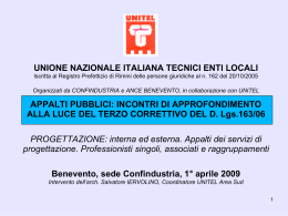appalti dei servizi di progettazione, BN