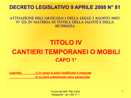 TITOLO IV &ndash; CANTIERI TEMPORANEI O MOBILI