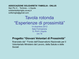 Tavola rotonda &ldquo;Esperienze di prossimit&agrave;&rdquo;