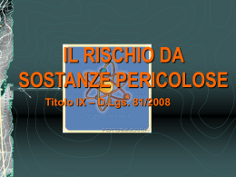 IL RISCHIO CHIMICO BRUNO RINDONE