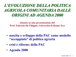 PAUE 0506, L`evoluzione della PAC fino alla riforma Fischler
